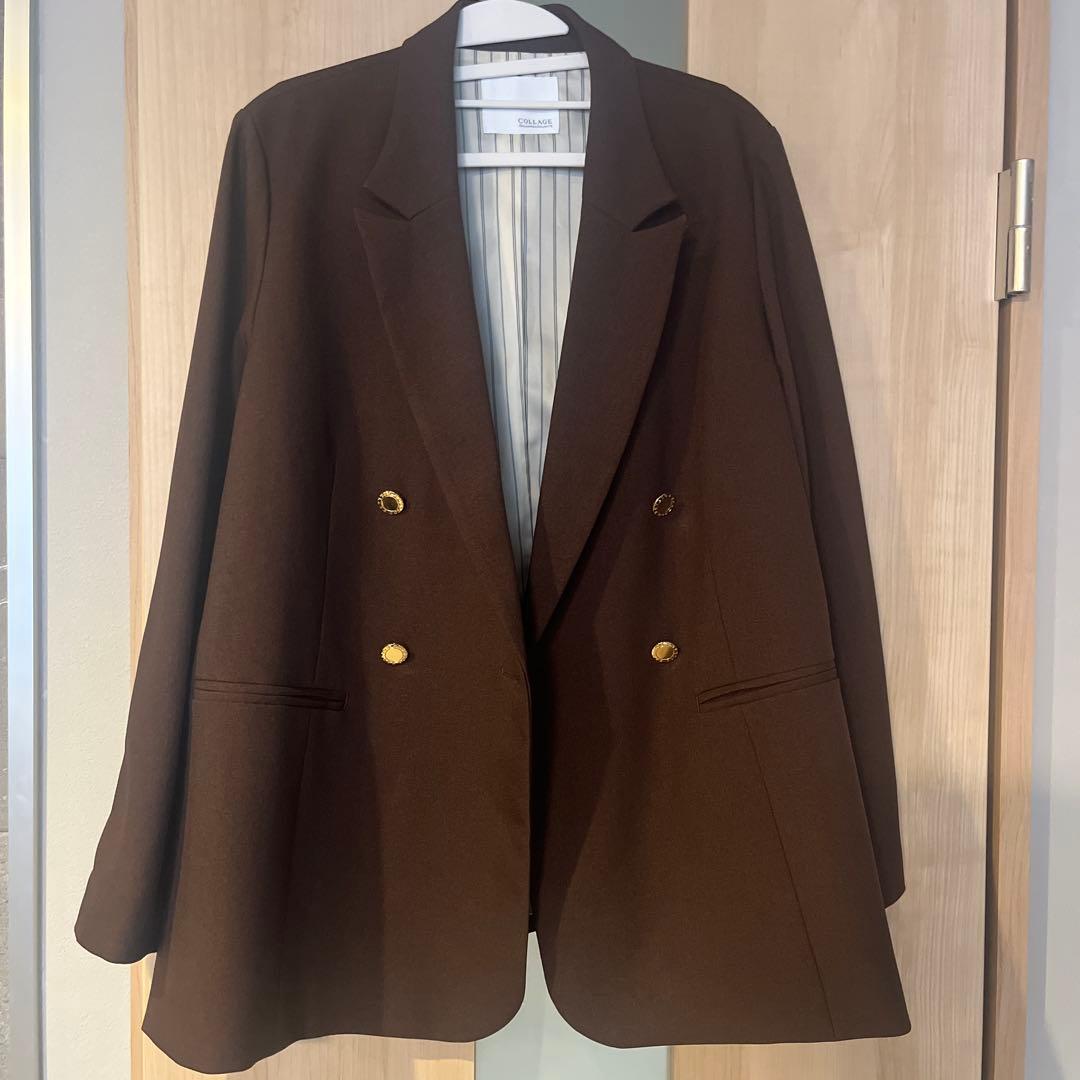 ウールライクダブルジャケット　ブラウン