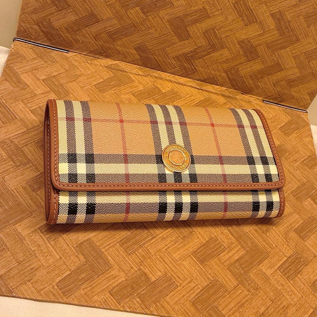 【未使用】バーバリー チェックコンチネンタルウォレット アーカイブベージュ
