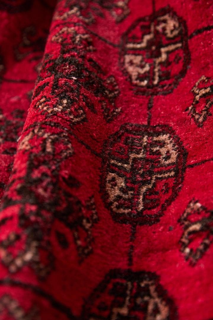 大型ヴィンテージラグ　トライバルラグ　トルクメン族（287×200cm）赤　黒