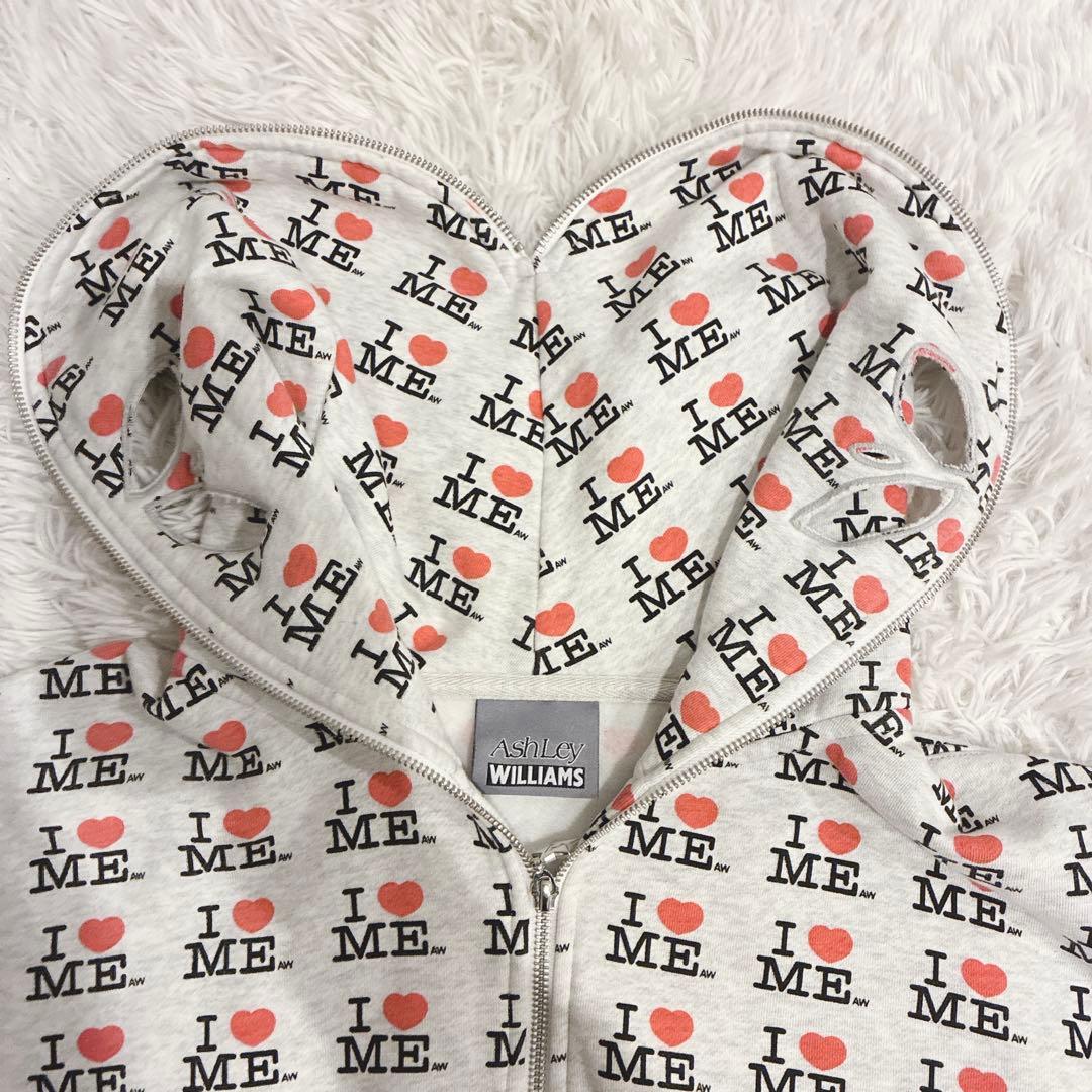 Ashley Williams パーカー I ♡ ME バタフライ 総柄 L