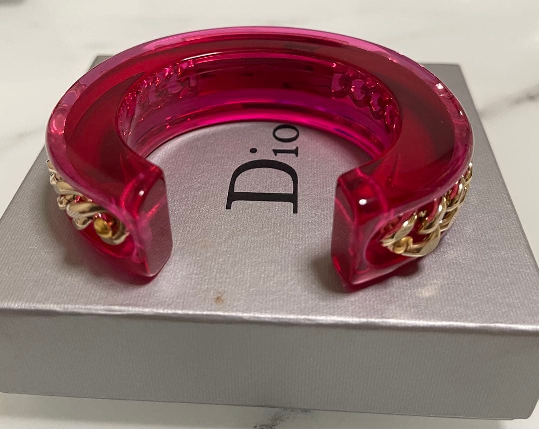 ヴィンテージ　クリスチャンディオール　チェーン　アクリル　バングル