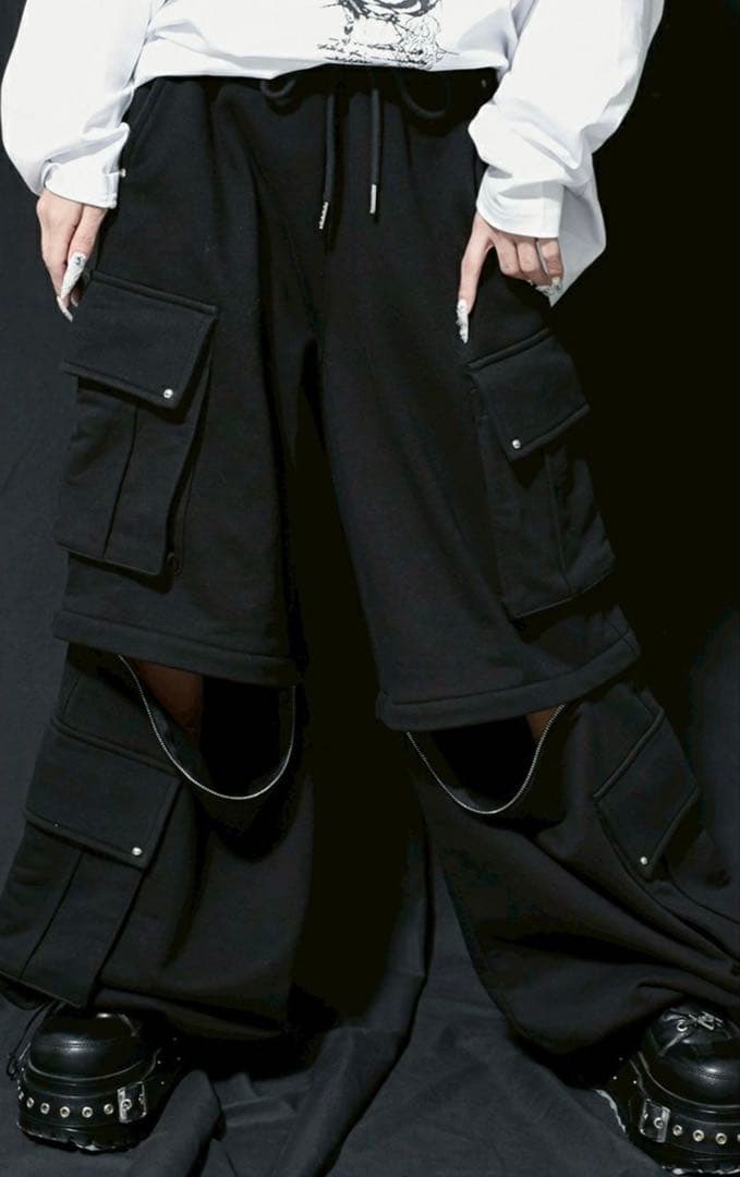 新品未使用 レフレム セパレート ワイドパンツ スウェットカーゴパンツ 2WAY