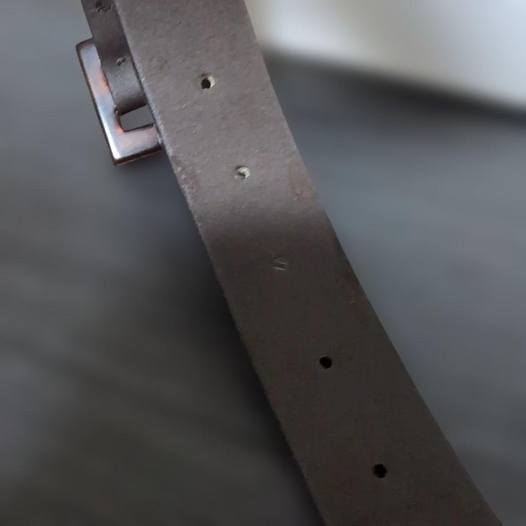 美品FENDI JEANS ロゴプレート レディースレザーベルト ダークブラウン