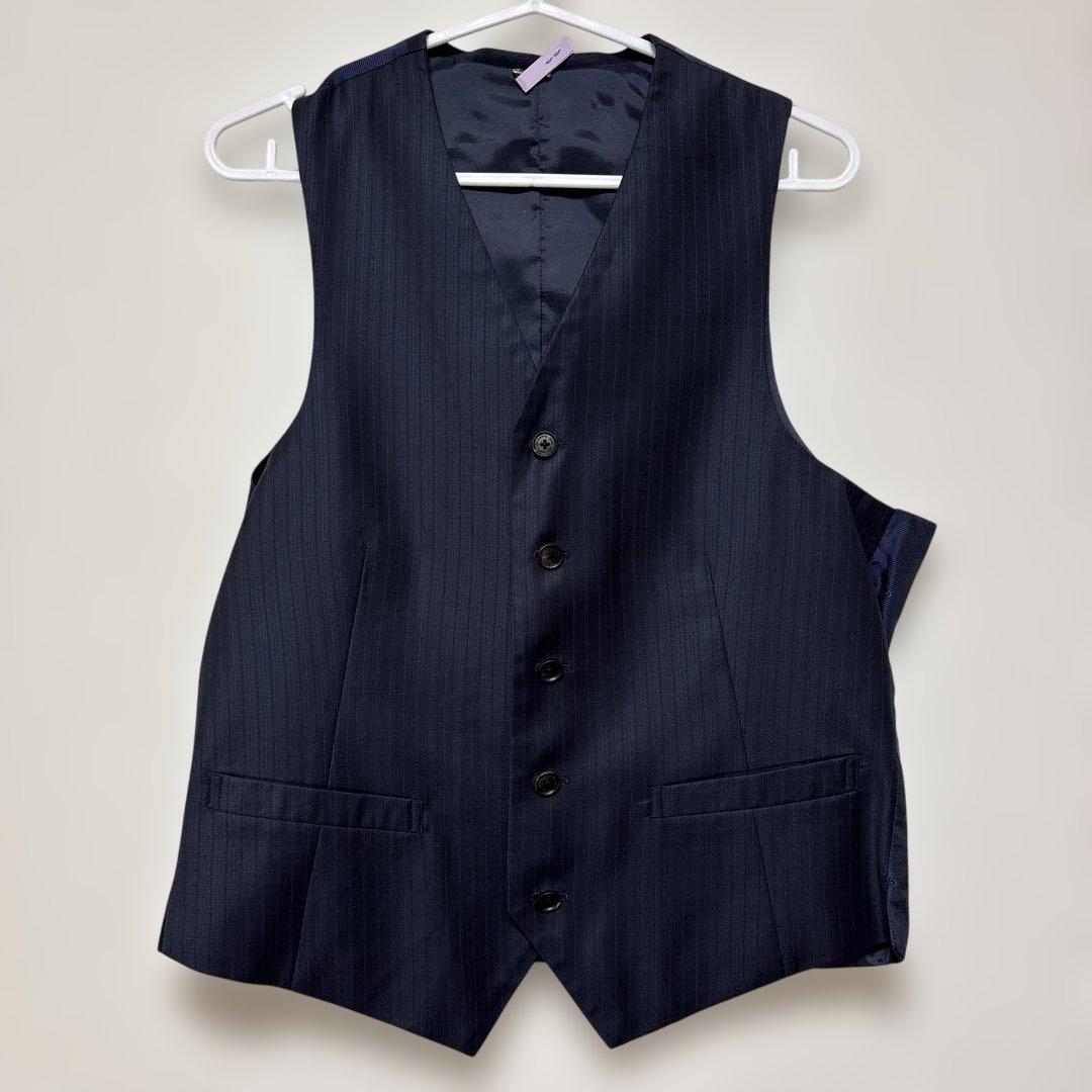 エルメネジルド ゼニア スーツ ３点セット ３ピース ストライプ柄 ネイビー