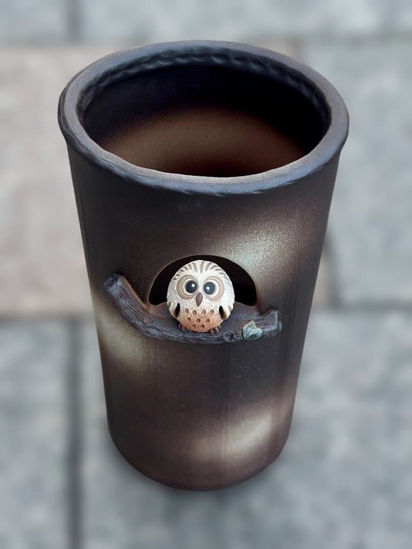 値下げ　新品　傘立て　ふくろう　信楽焼　陶器　高さ45cm　新築祝　開店祝