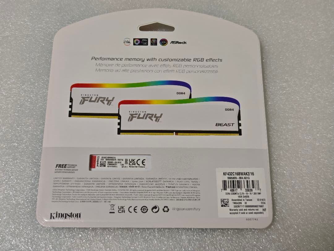 新品 Kingston FURY Beast DDR4 RGB 16GB