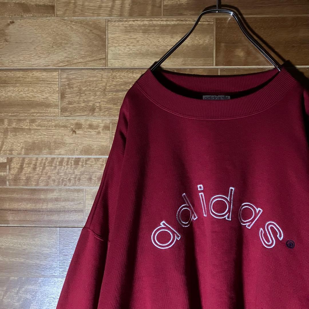 adidas 白タグ　80s スウェット　F192 赤　白　ビッグロゴ　XL程