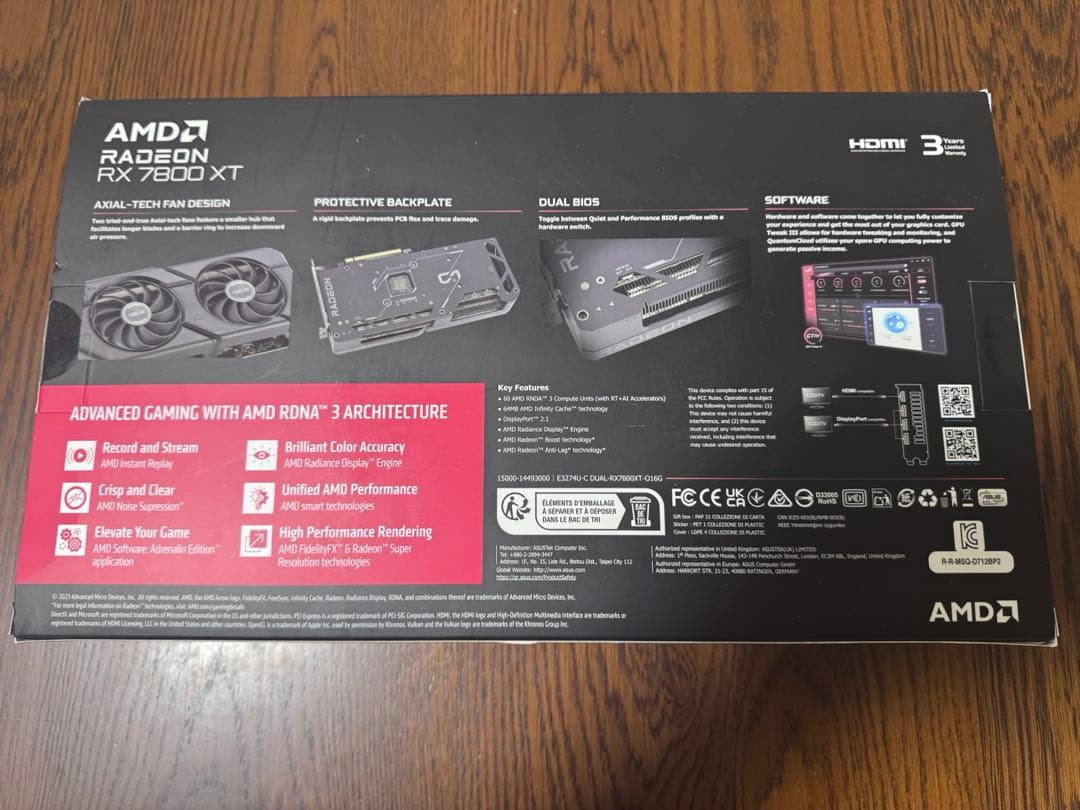 しずくASUS RADEON RX7800XT 16GB DUAL OC