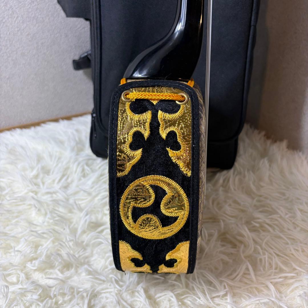 【極美品】沖縄三線 蛇皮 本革 民謡楽器 民謡 和楽器 三線 付属品多数