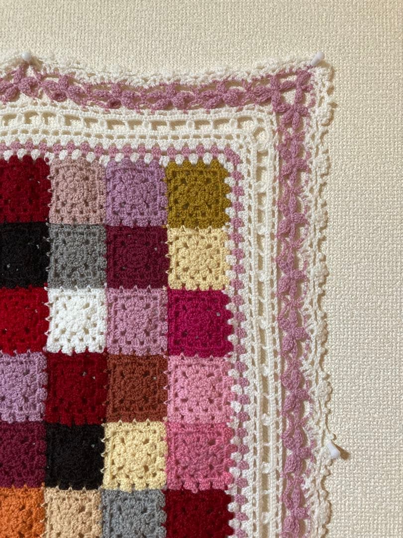 手編み ブランケット マルチカバー 115cm × 92cm