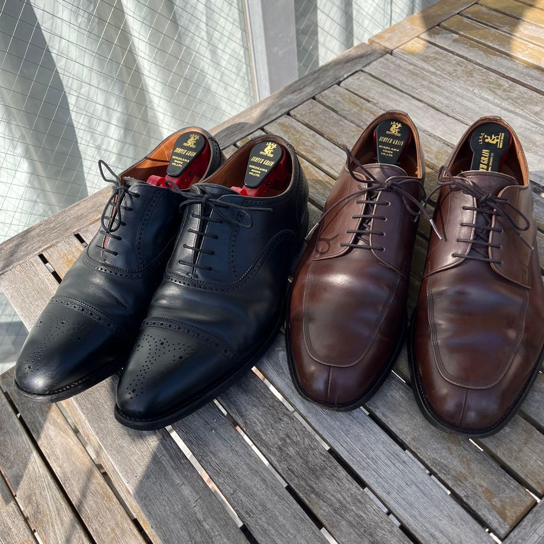 スコッチグレイン ウィングチップ・ユーチップレザーシューズセット