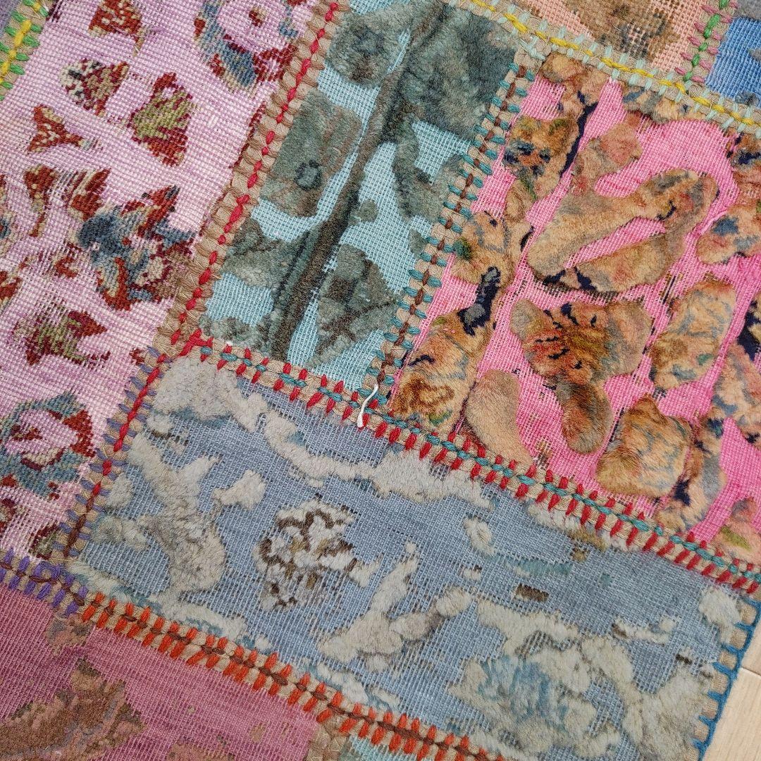 ペルシャ絨毯　手織り　オールド　パッチワーク　z173 497x80 cm