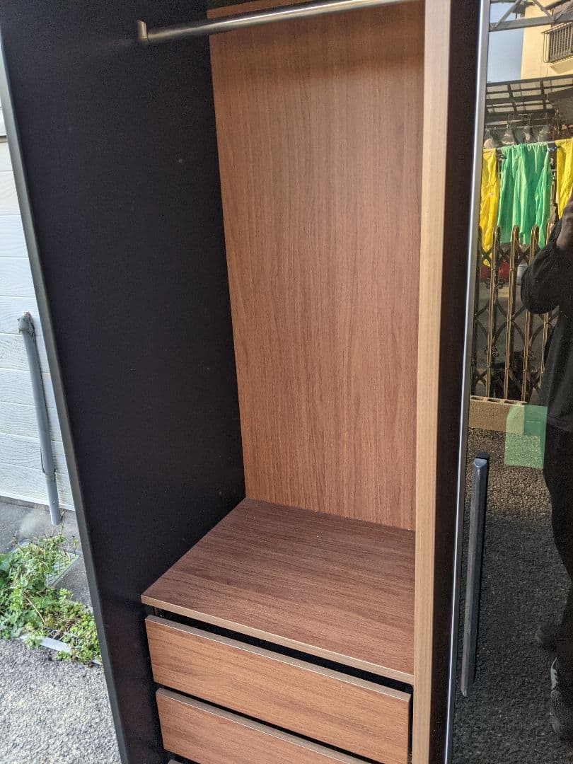 大塚家具ワードローブ「RENNELL レンネル」幅182cm ガラス扉 引き戸