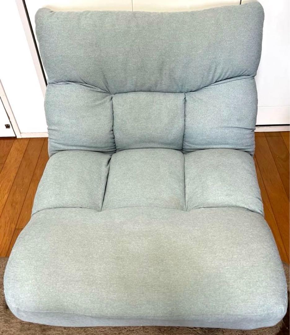つながるポケットコイル座椅子 ローソファ 1人掛け リクライニング ライトブルー