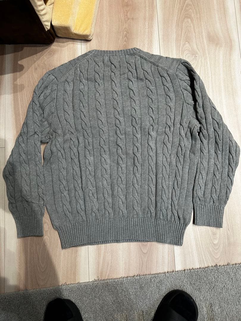なさ　ポロ　ラルフ　ローレン　刺繍付きグレー　ケーブルニット