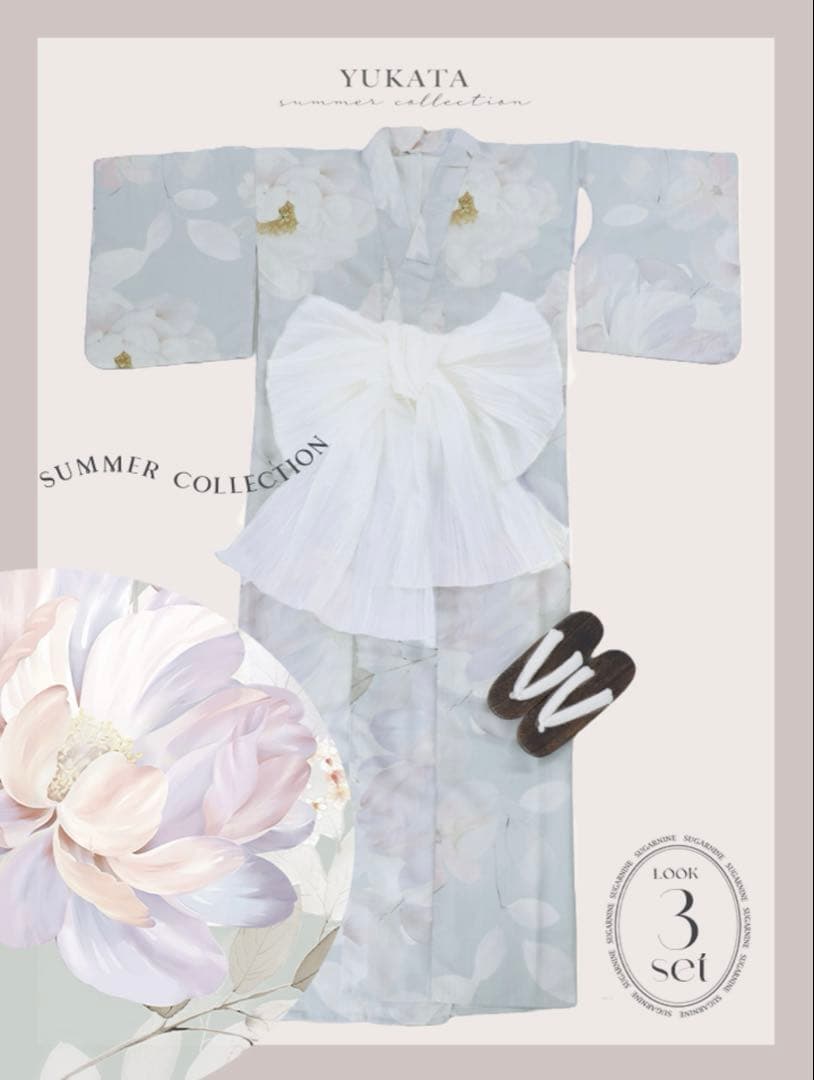 シャーベットフラワー牡丹浴衣　三上悠亜コラボ　3点セット