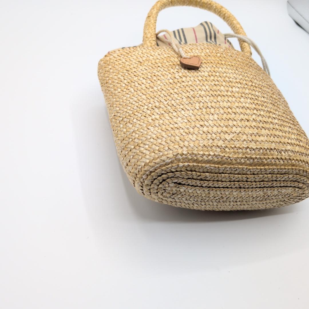 良品✨　バーバリー ハンドバッグ かごバッグ ノヴァチェック ストロー ベージュ