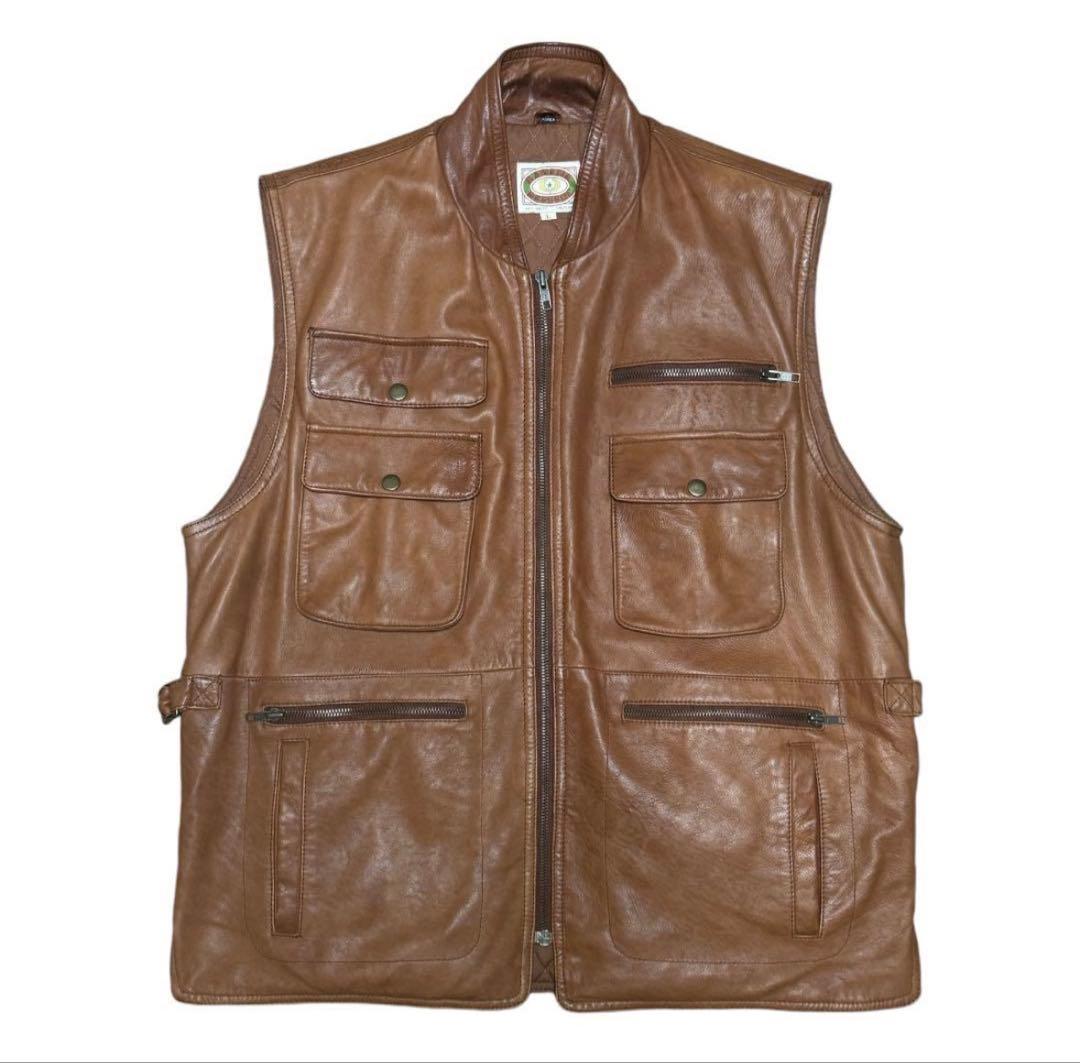 80s BANANA REPUBLIC レザーサファリベスト