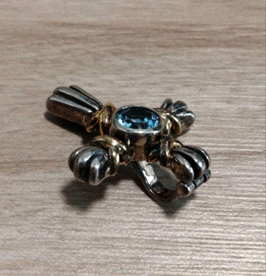925/K18 ブルートパーズ クロス ペンダント