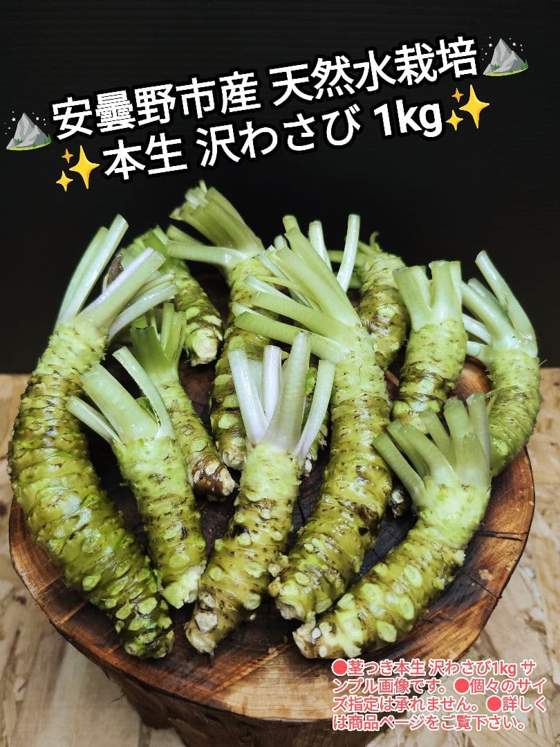 ✨生わさび 1kg✨ 安曇野産 生わさび わさび 茎付きわさび