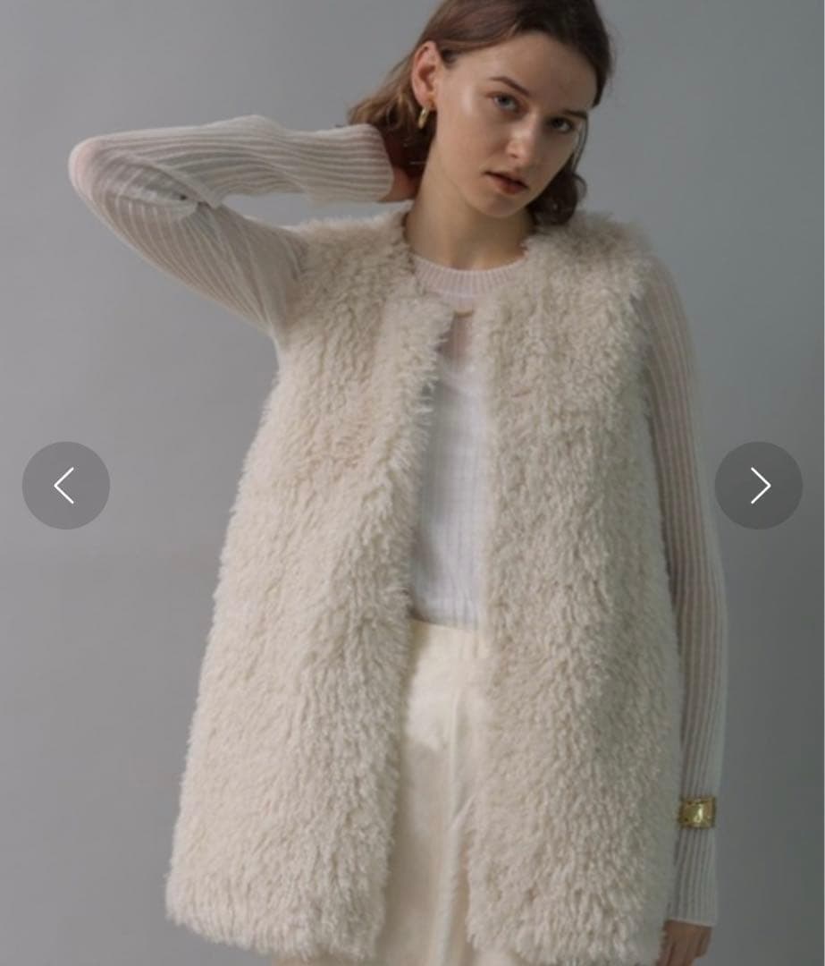 CADUNE カデュネ　ボアジレ　エコファーベスト　アイボリー ボリューム　36