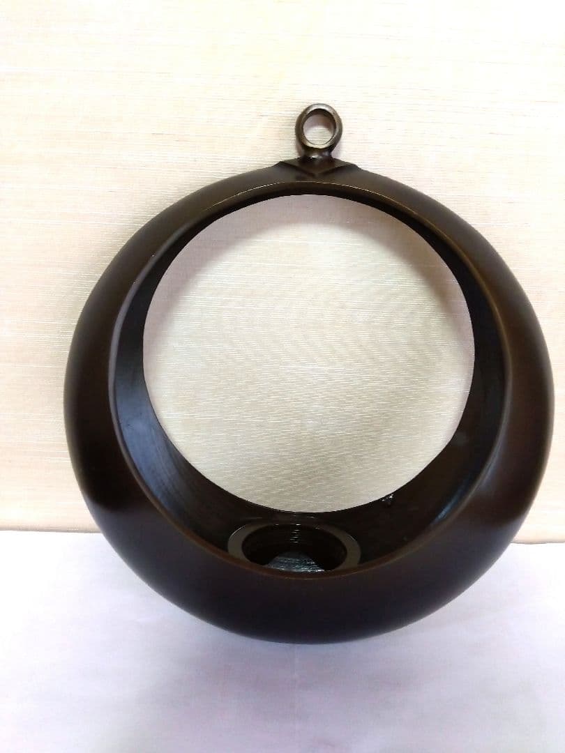 銅製花器　満月　池坊花器　板鎖付き