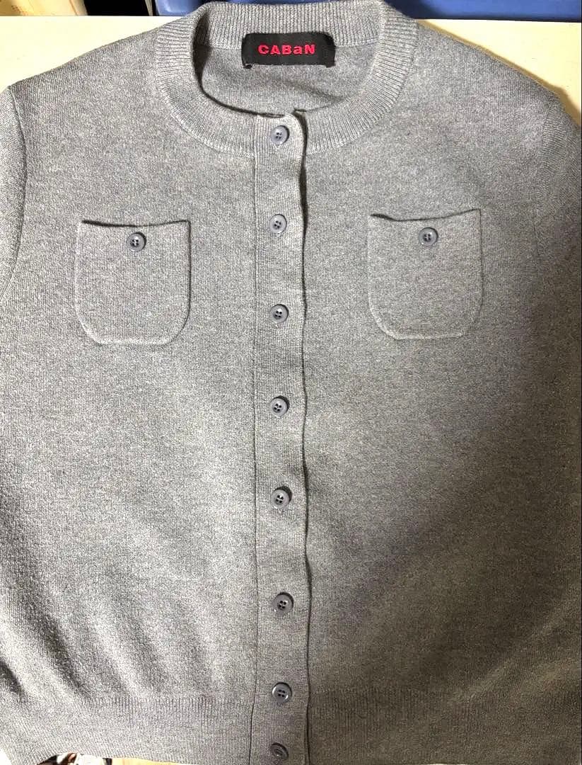 CABaN / コットンカシミヤ クルーネックカーディガン XS グレー