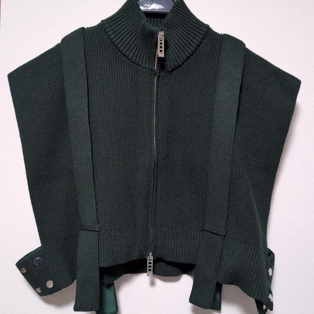 新品未使用　UN3D. ダークグリーン フロントジッパーニットベスト