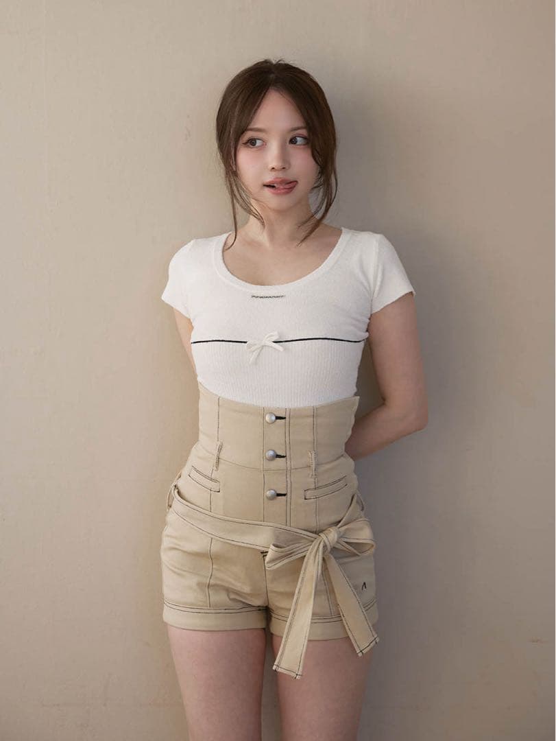 パンツ ANDMARY Highwaist ribbon pants AM1380