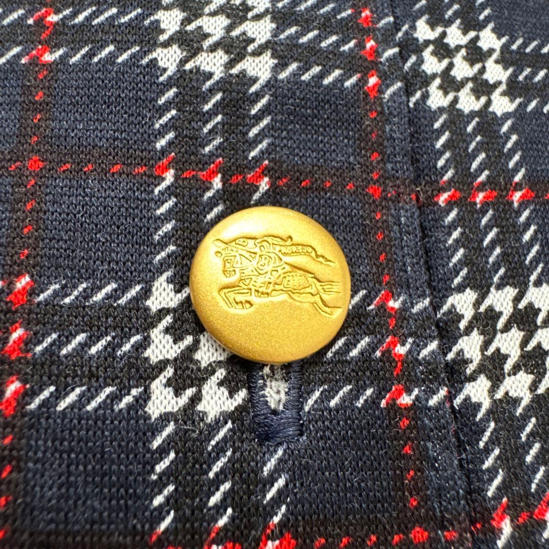 新品未使用 バーバリーズ ポロシャツ 金ボタン ノバチェック ネイビー 収縮性