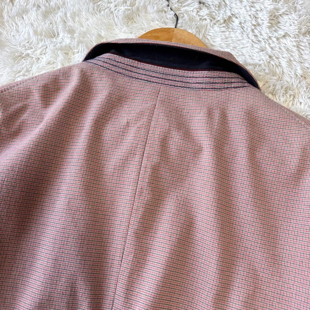 極美品　ヒューゴボス　テーラードジャケット　千鳥　銀ボタン　52 ストレッチ