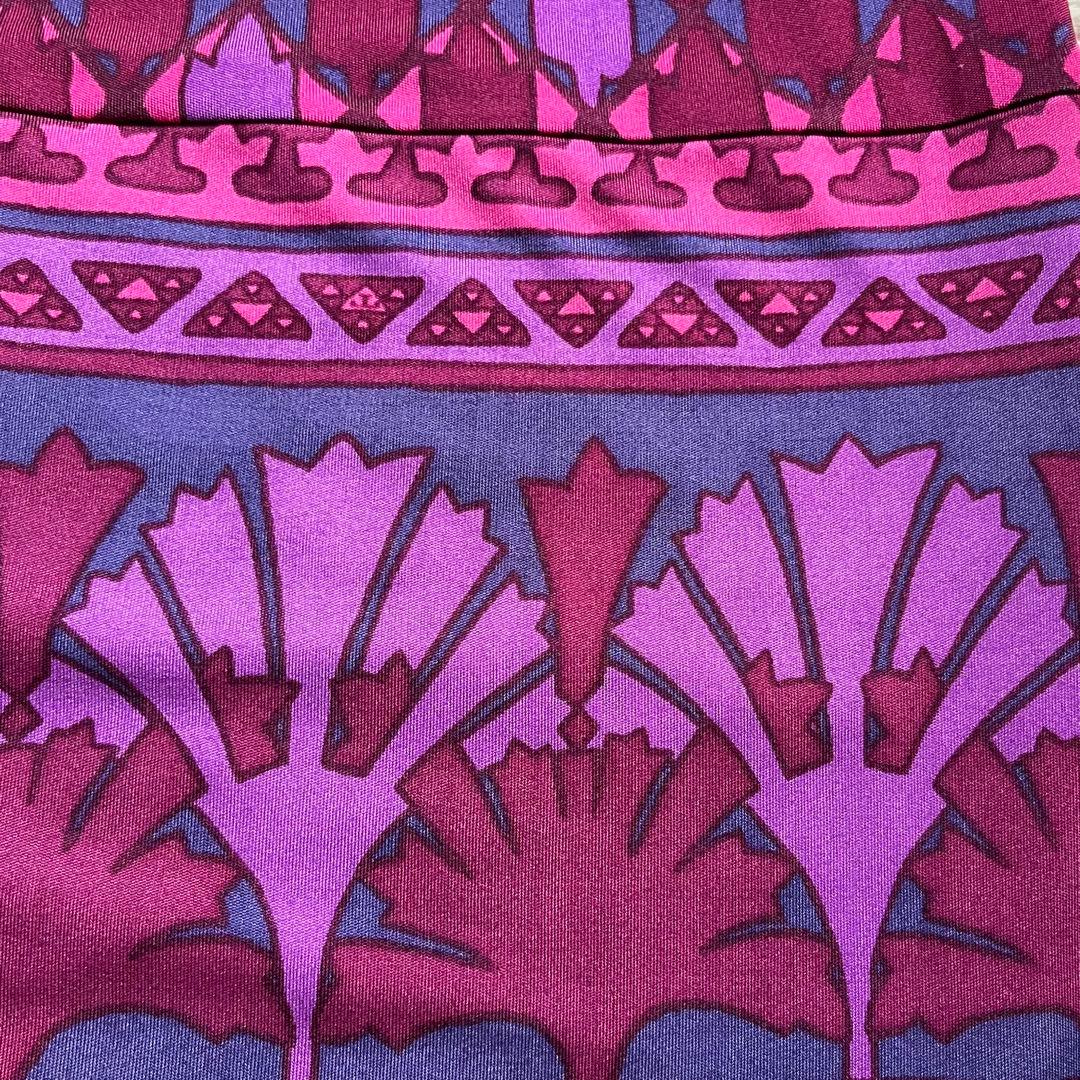 トリーバーチ シルク ワンピース Aライン 総柄 ピンク リボンベルト XS