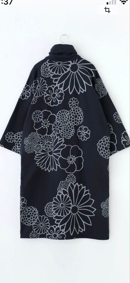 新品　ソウソウ　暖かいワンピース　裏毛 衿巻薙刀長方形衣　金襴緞子　濃紺