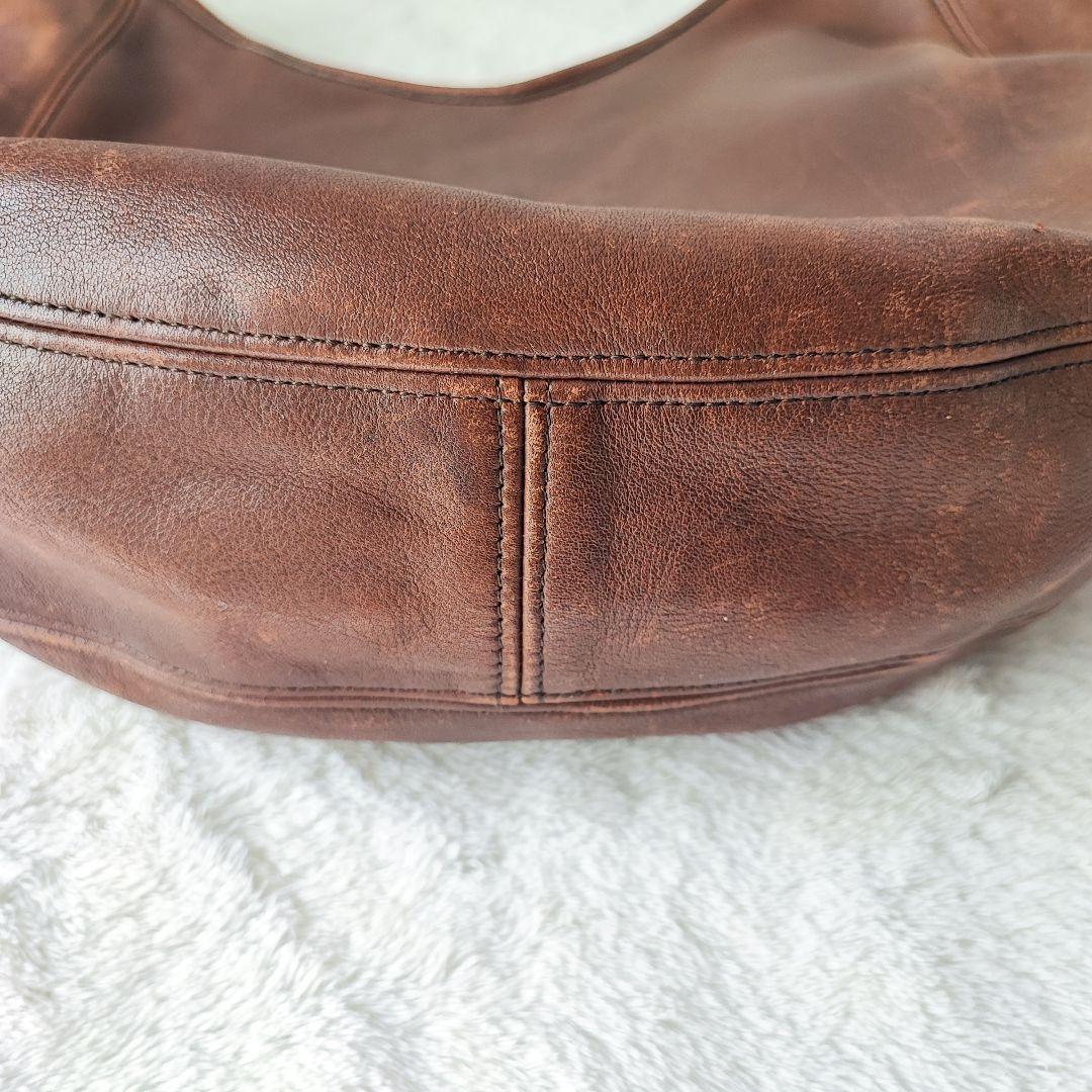 USA製OLD COACHハーフムーンワンショルダーバッグブラウン本革メンズ可