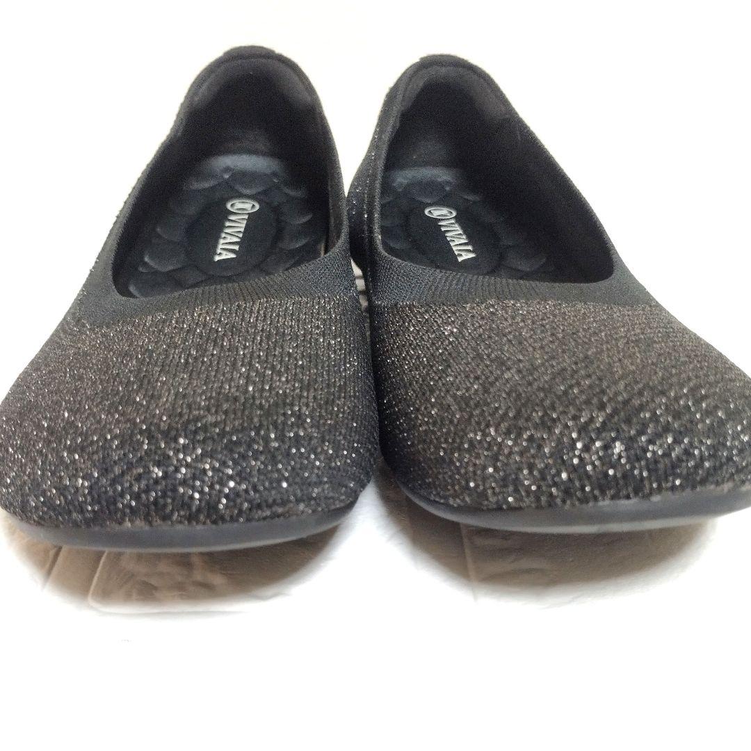 【極美品】VIVAIA フラットシューズ ラメ ブラック 黒25cm 39.5