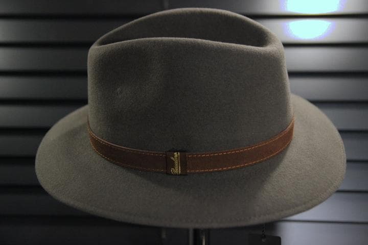 ボルサリーノ ヌバックレザーバンド ラビットファー フェルトハット チャコール