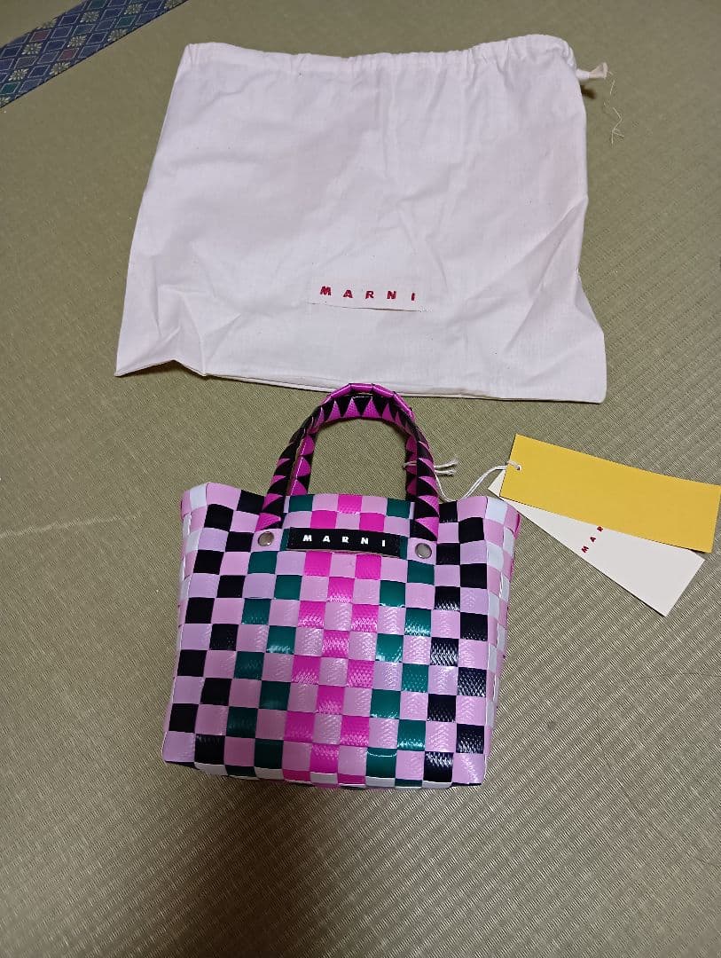 値下げMARNI チェック柄 かごバッグ