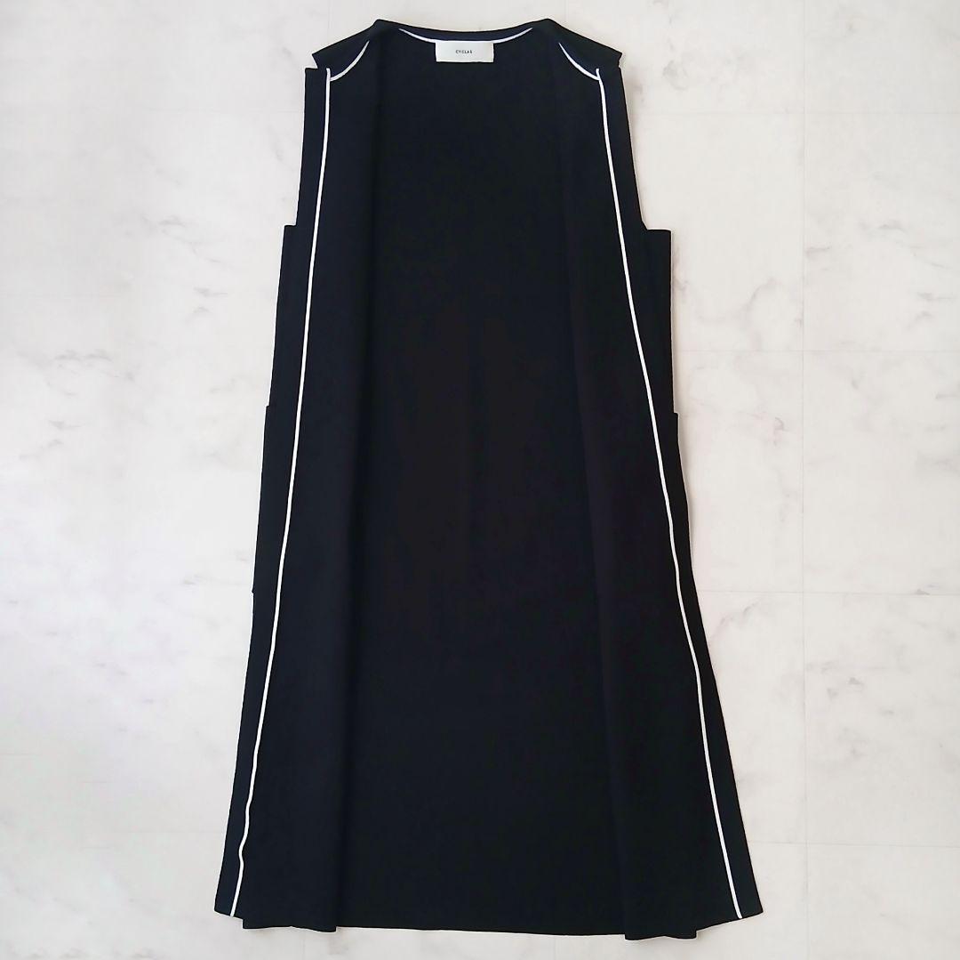 美品 シクラス 上質 シルクコットン ミラノリブ ニットジレ S ロング 黒