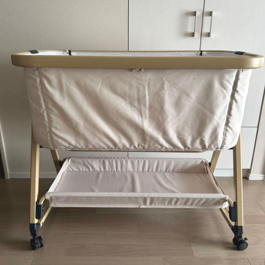 HZDMJベビーベッド＊折り畳み可＊高さ調節可＊ベージュ