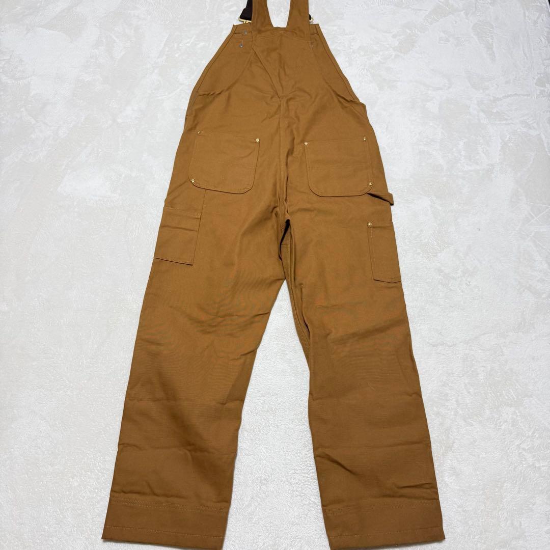 美品　カーハート　メキシコ製　ダック地オーバーオール　　ブラウン36×32