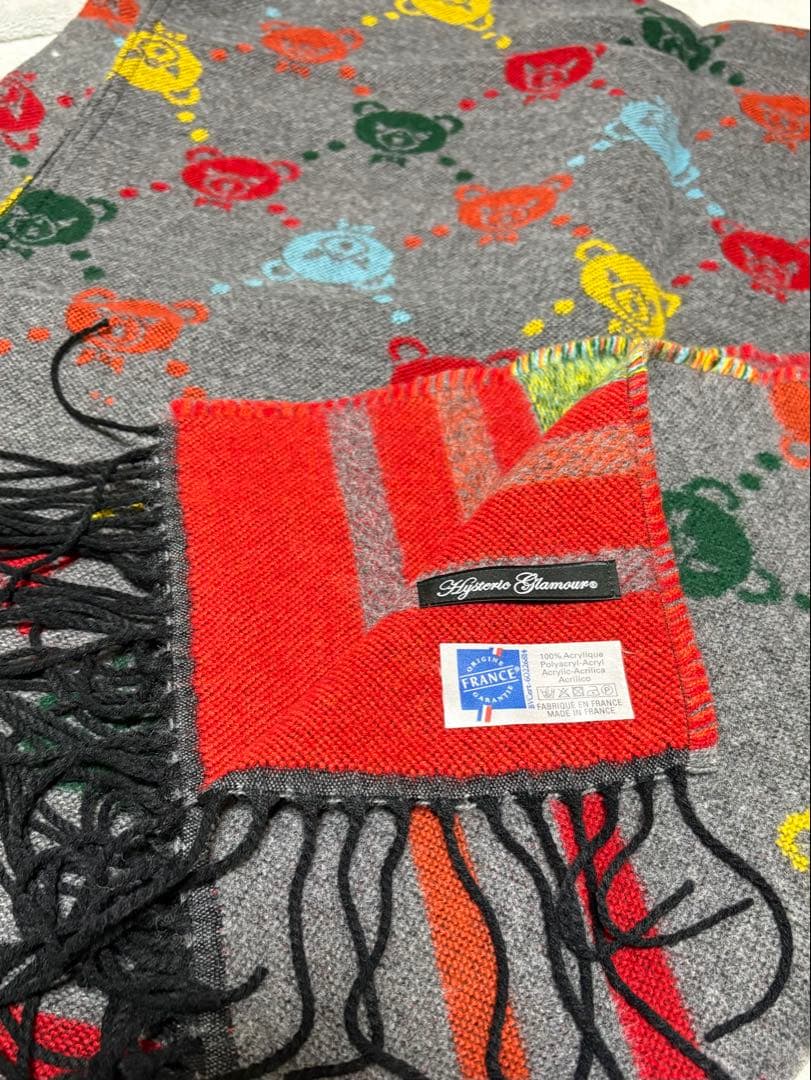 【ヒステリックグラマー】クマ模様フリンジ付きポンチョストール