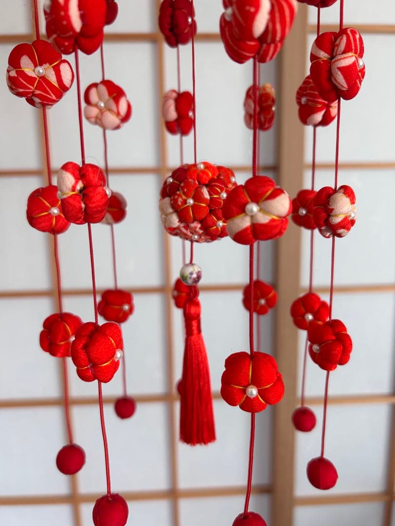 ※ご予約品※ 吊るし飾り 彩り9連 紅白・赤 2個