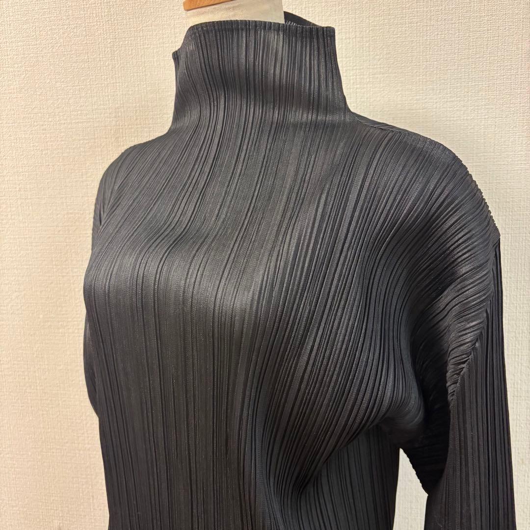 美品◇PLEATS PLEASE◇タートルネックトップス◇BLACK
