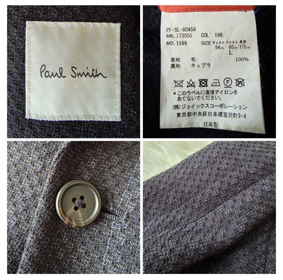 【美品/L】ポールスミス テーラードジャケット ウール100% アンコン 濃紺