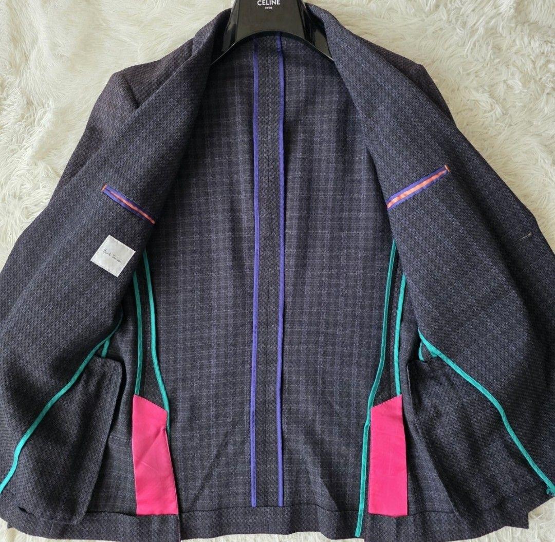 【美品/L】ポールスミス テーラードジャケット ウール100% アンコン 濃紺