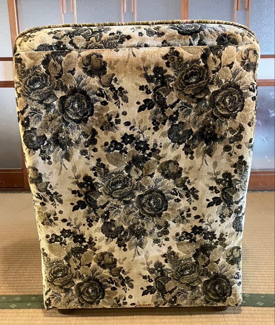 【ゆっけ様】オールドカリモク 一人掛けソファ 花柄 グリーン ①