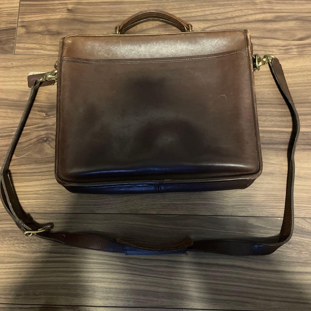 経年味出し　オールドコーチ　2wayハンドバック　レザー　ターンロック　ブラウン