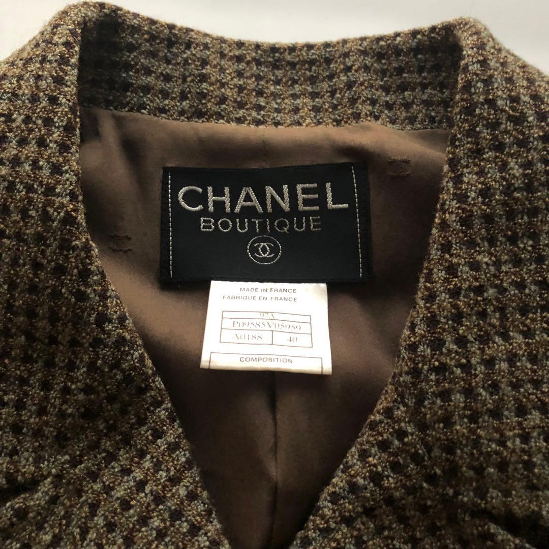 ★美品★シャネル ツイードテーラードジャケット ココマーク メタル フラワー40