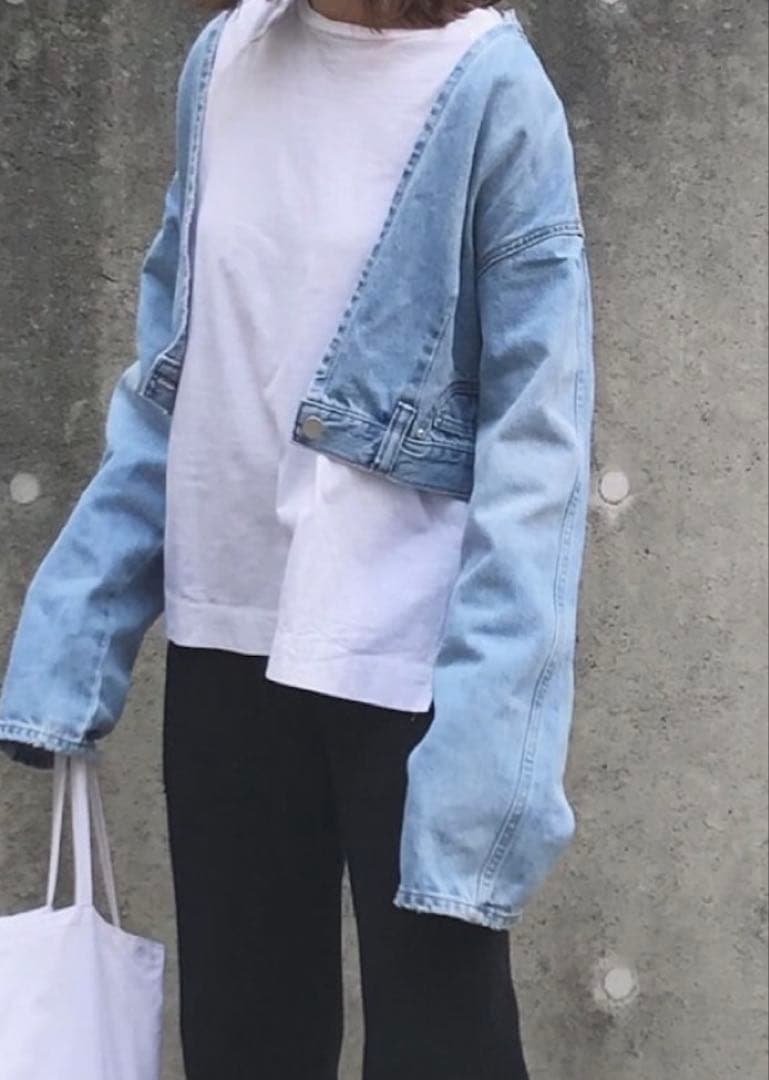 パーバーズ ライトブルー クロップドデニムジャケット