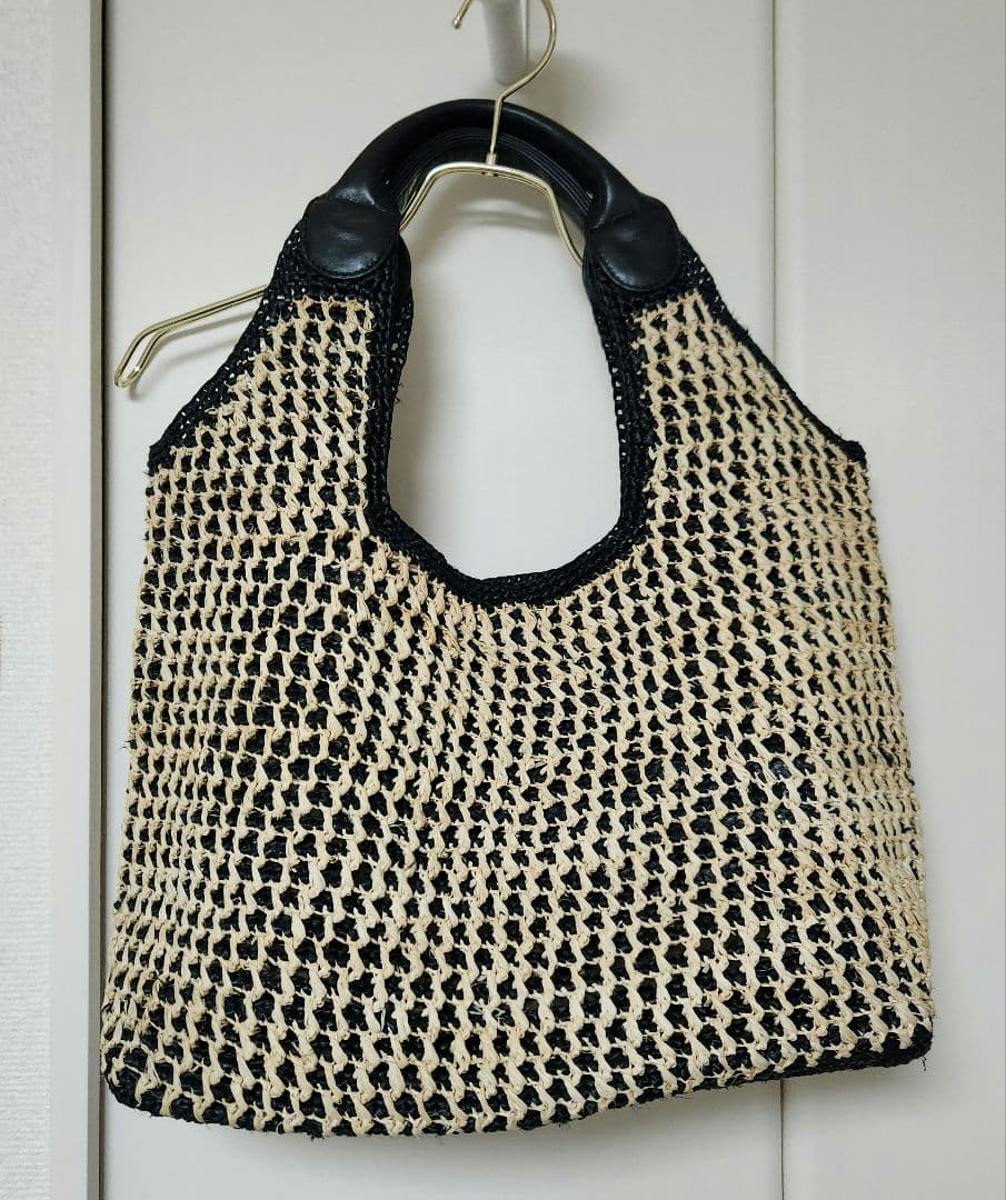 ヘレンカミンスキー ラフィア カゴバッグ レザーハンドル